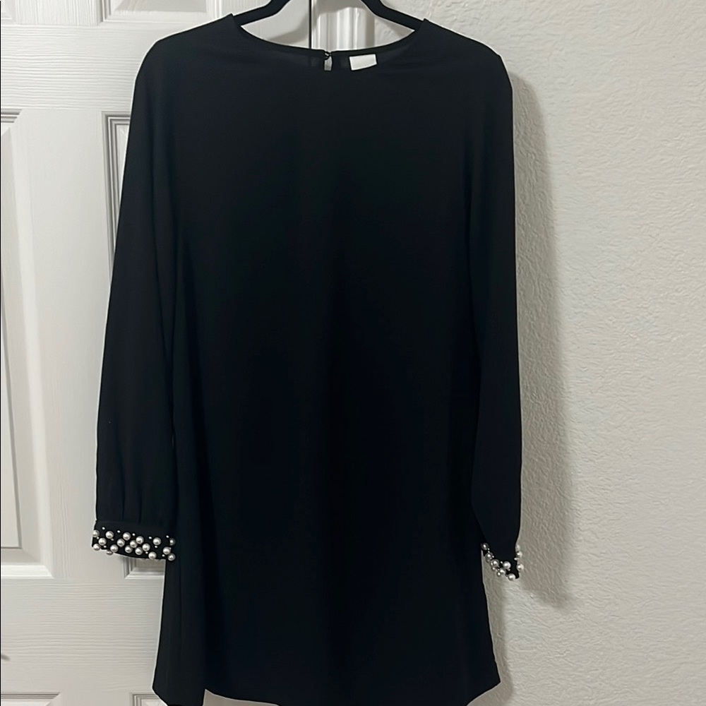 H & M Elegant Black Long Sleeve Crew Neck Dress
